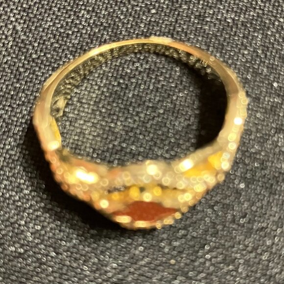 Stella Rose Fine Gold Plated Ring Size 7 Coral Clover Motif and CZ Accents - Picture 8 of 9